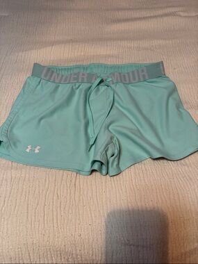 Under Armour Women's Mint Athletic Shorts with Logo Waistband